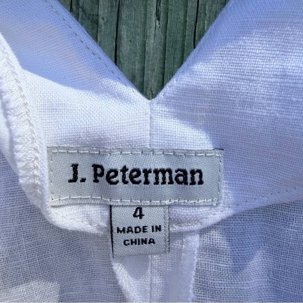 J. Peterman White Linen Cotton Button Front Sleeveless Dress Size 4 - Picture 10 of 14